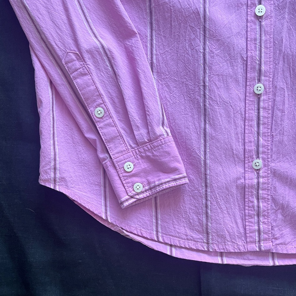 Madewell Signature Poplin Oversized Boyshirt in Stripe Pink Striped Shirt - Picture 3 of 10